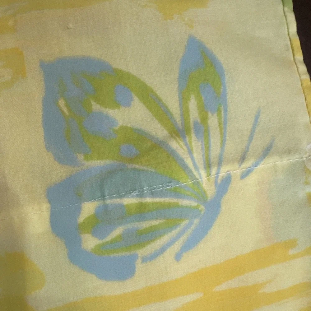 Vintage 60s STANDARD Size Pillowcases Butterflies Yellow Set 2 Spring Mills